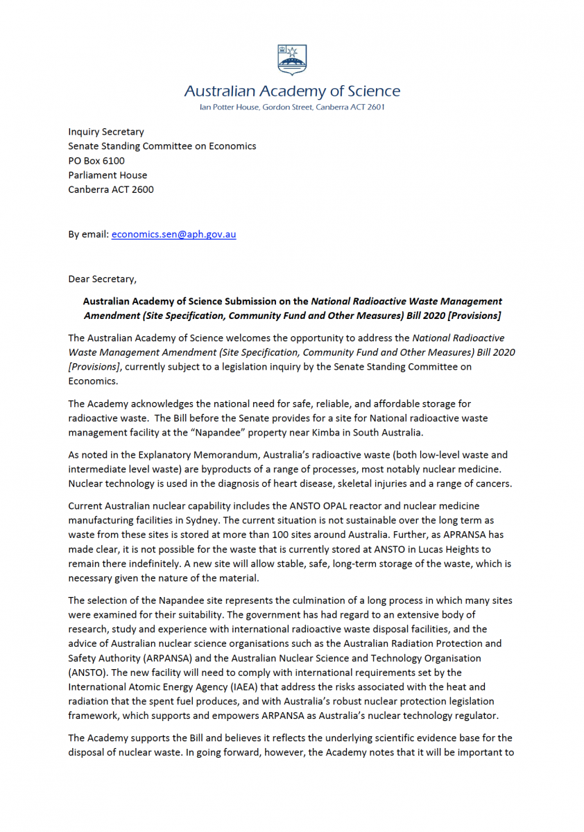 Submission—National Radioactive Waste Management Amendment Australian